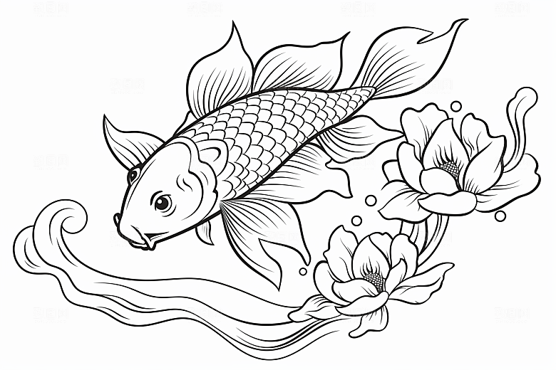 素描荷花池塘写生莲花插画