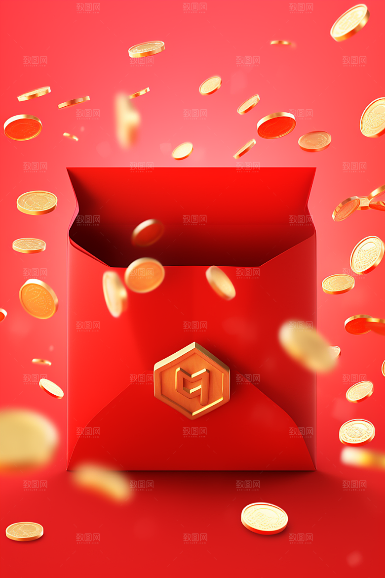 金融礼包立体C4D模型