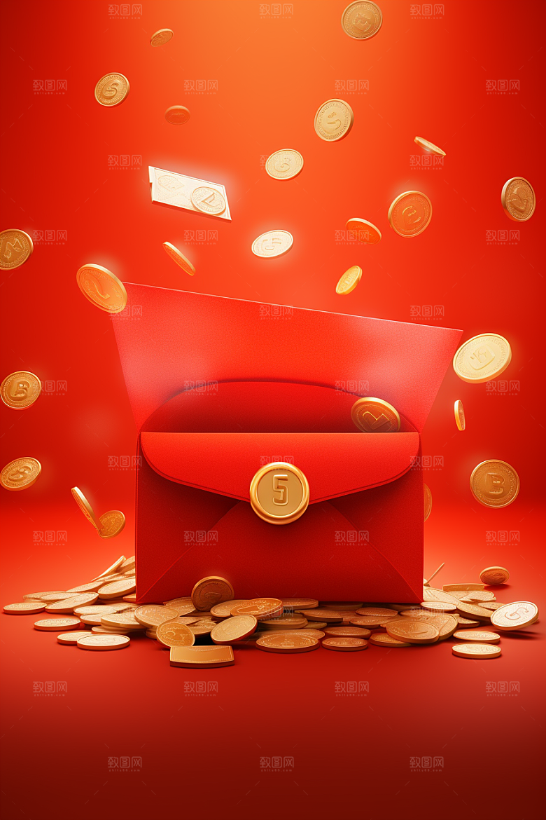 金融礼包立体红包模型