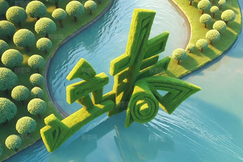 立春春日绿色艺术字