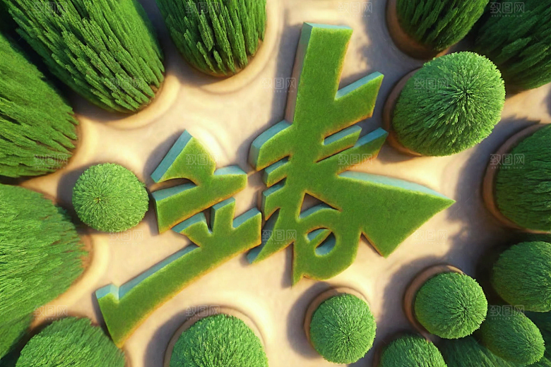 立春绿色高清艺术字