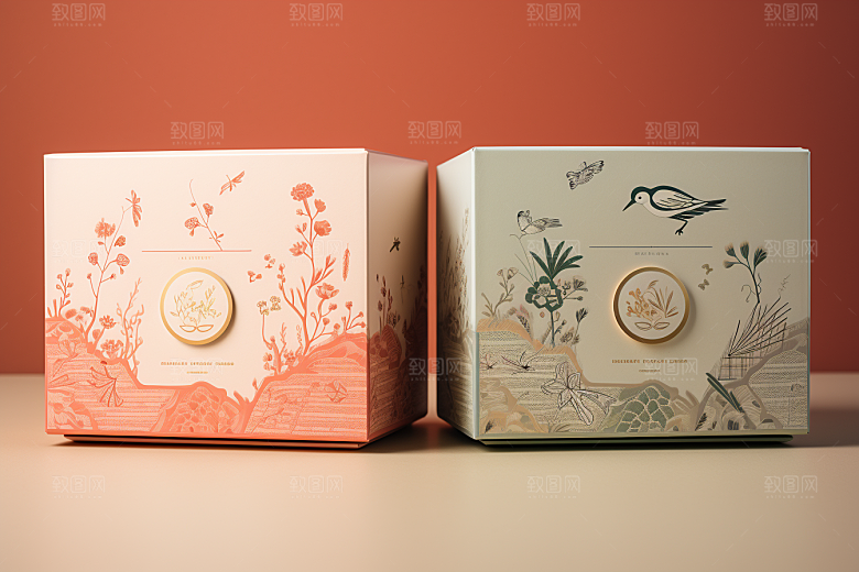 中式礼盒包装设计礼物样机