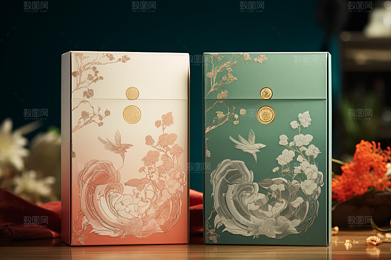 中式礼盒礼物包装设计样机