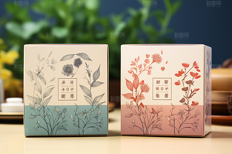 中式礼盒包装设计立体样机