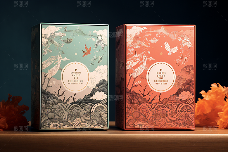 中式礼盒雅致高端样机