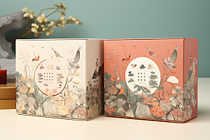 中式礼盒包装设计礼物样机