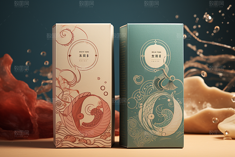 中式礼盒雅致中国风样机
