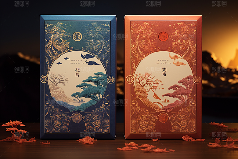 中式礼盒中国风雅致样机