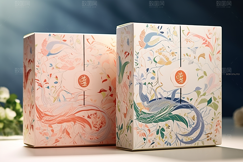 中式礼盒包装盒实物样机
