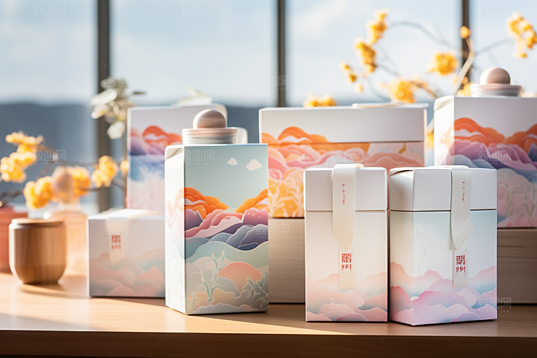 中式礼盒清新中国风样机