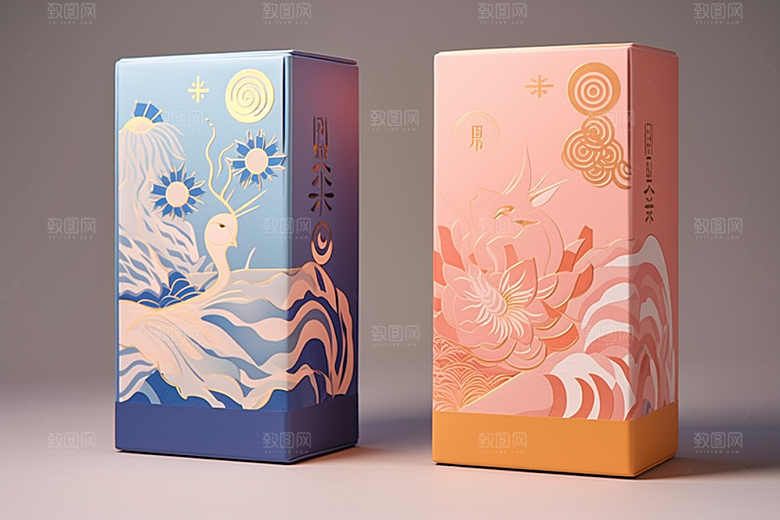 中式礼盒立体清新样机