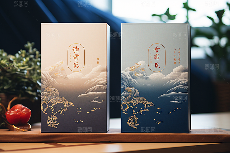 中式礼盒实物包装设计样机