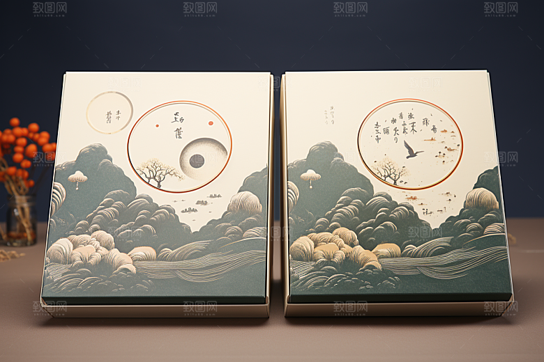 中式礼盒大气实物样机