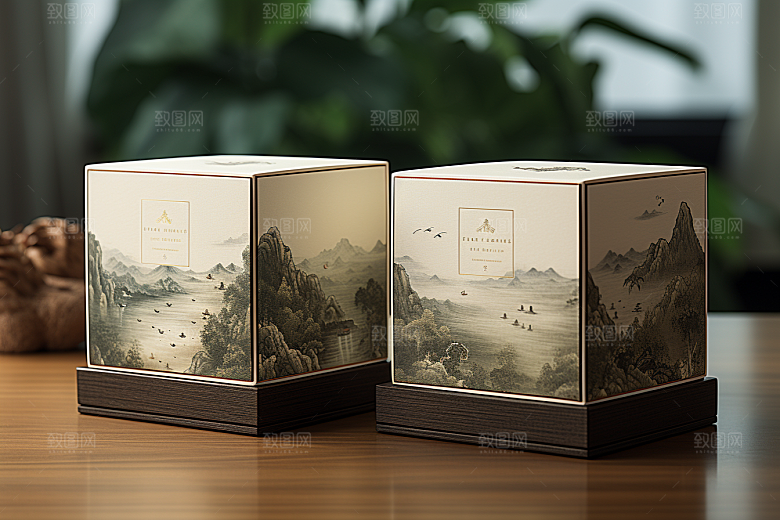 中式礼盒立体中国风样机