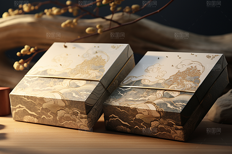中式礼盒实物中国风样机