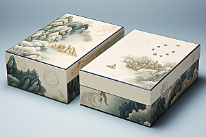 中式礼盒立体雅致样机