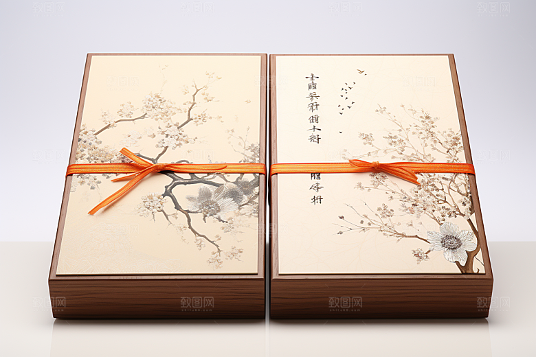 中式礼盒立体清新样机