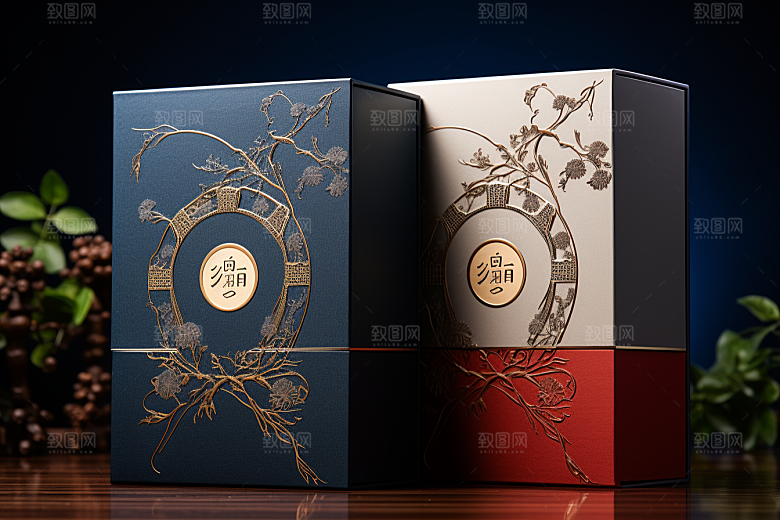 中式礼盒包装设计立体样机