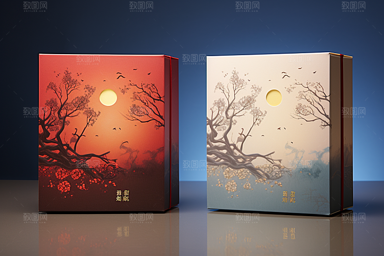 中式礼盒清新高端样机