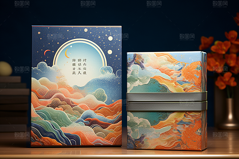 中式礼盒包装设计中国风样机