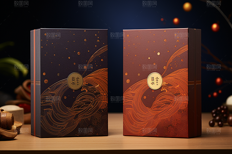 中式礼盒高端包装设计样机