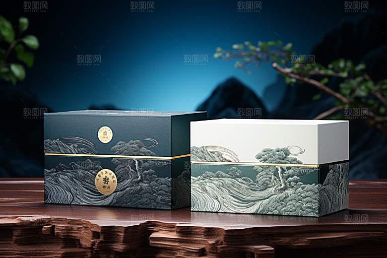 中式礼盒礼物包装设计样机