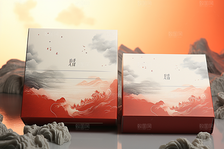 中式礼盒包装设计中国风样机