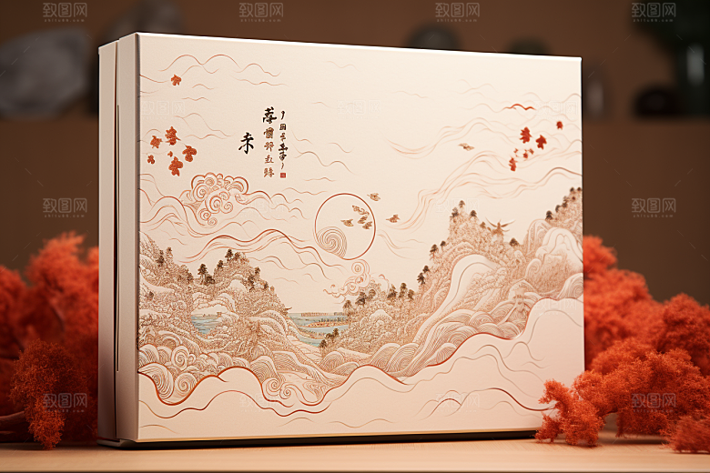 中式礼盒实物清新样机