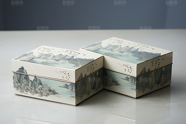 中式礼盒中国风清新样机