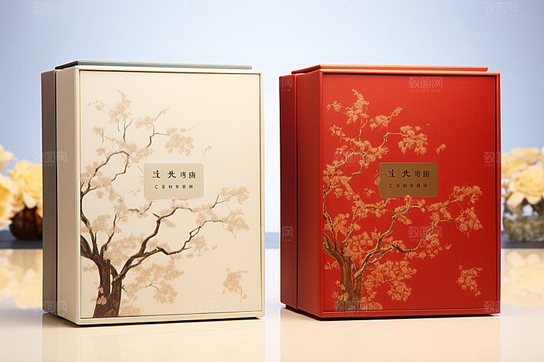 中式礼盒包装设计清新样机