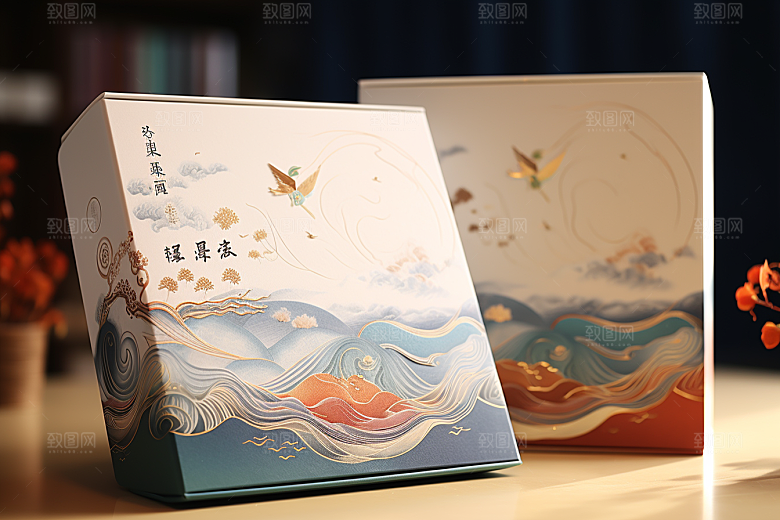 中式礼盒中国风立体样机