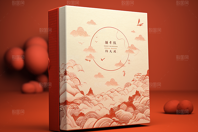 中式礼盒大气实物样机