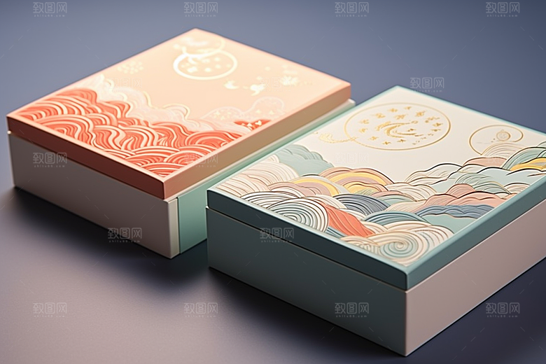中式礼盒高端包装盒样机