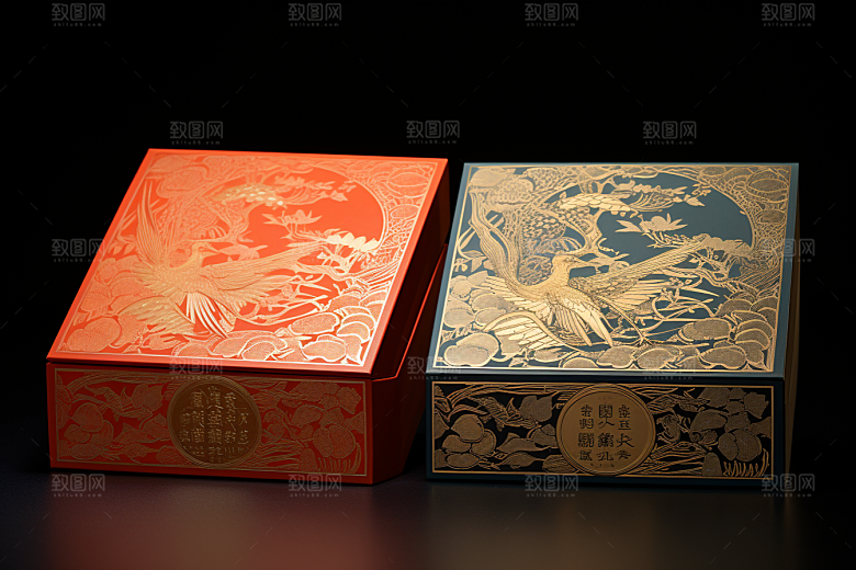 中式礼盒礼物包装盒样机