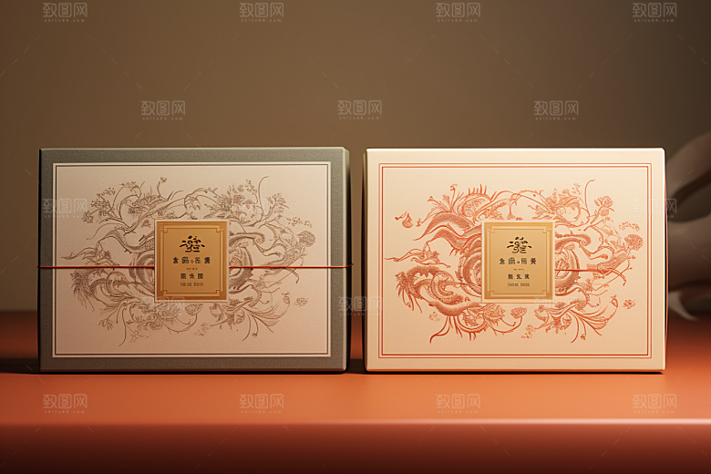 中式礼盒雅致立体样机