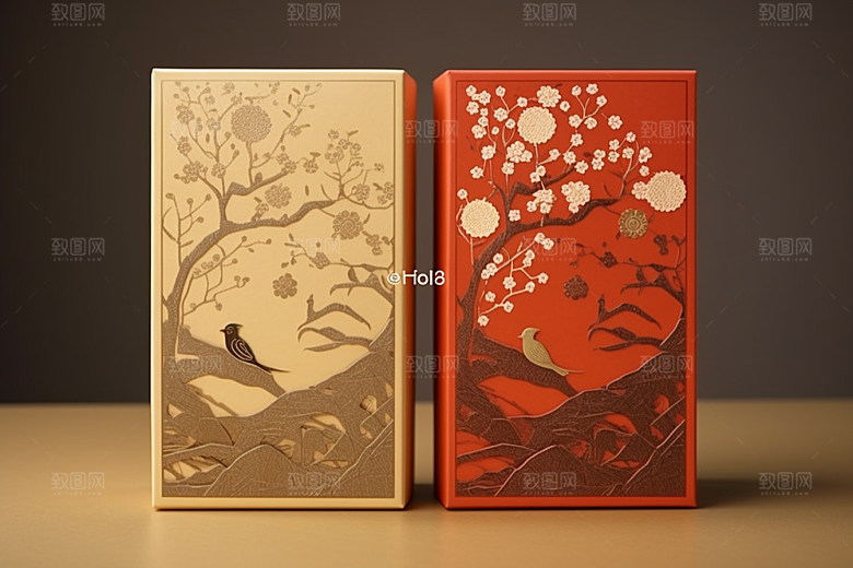 中式礼盒高端包装盒样机