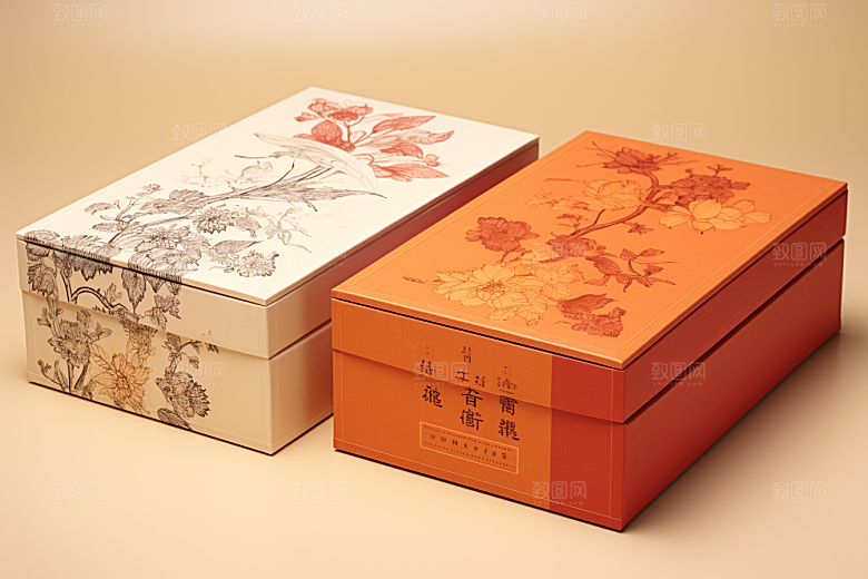 中式礼盒包装设计礼物样机