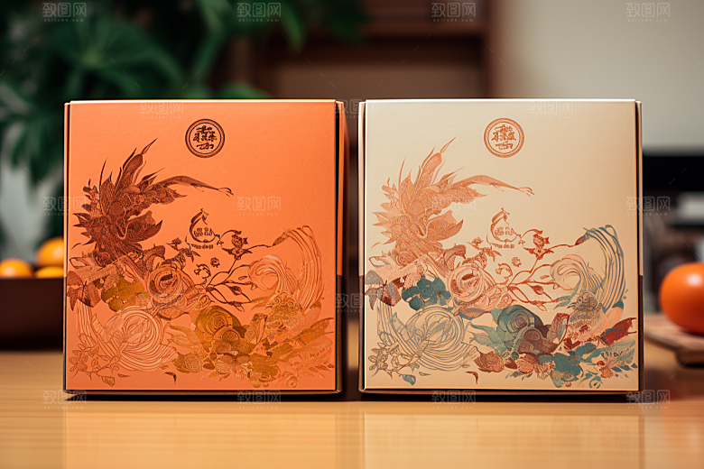 中式礼盒包装设计清新样机