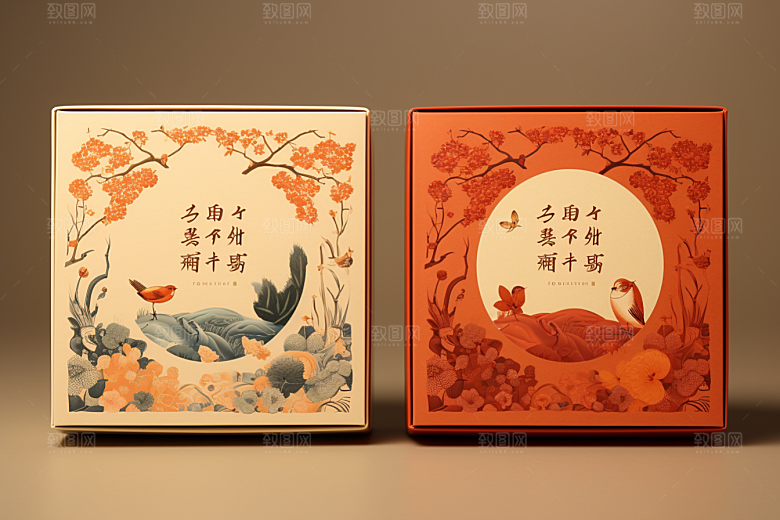 中式礼盒中国风包装盒样机