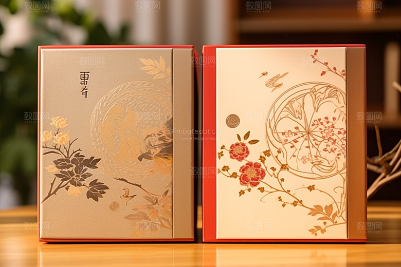 中式礼盒包装设计包装盒样机