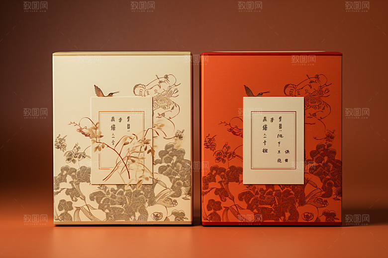 中式礼盒包装盒高端样机