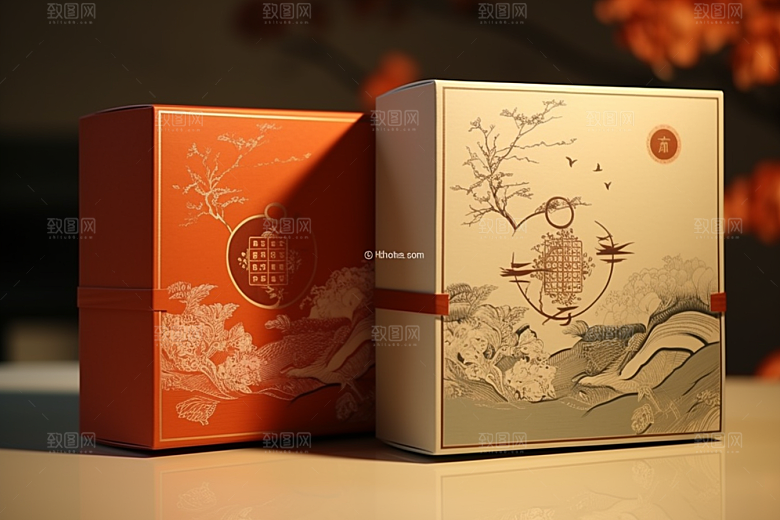 中式礼盒包装设计实物样机