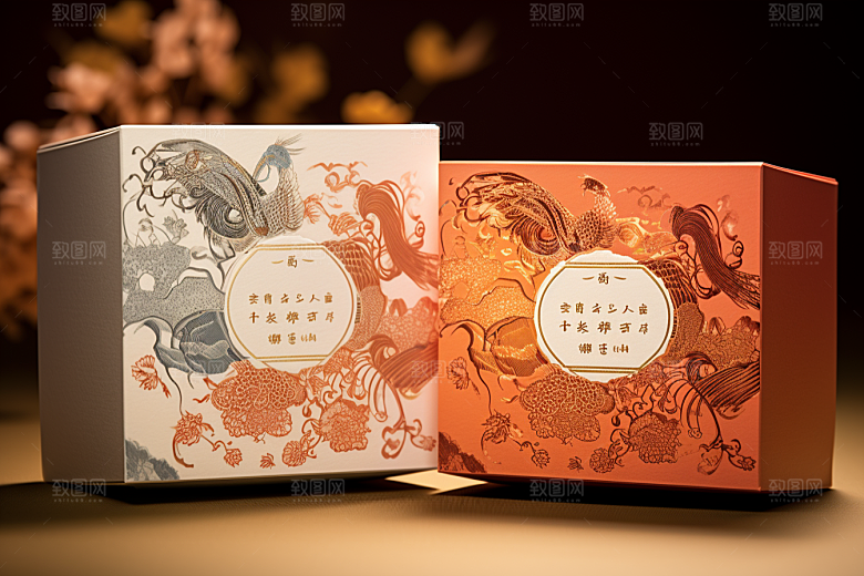 中式礼盒高端包装盒样机