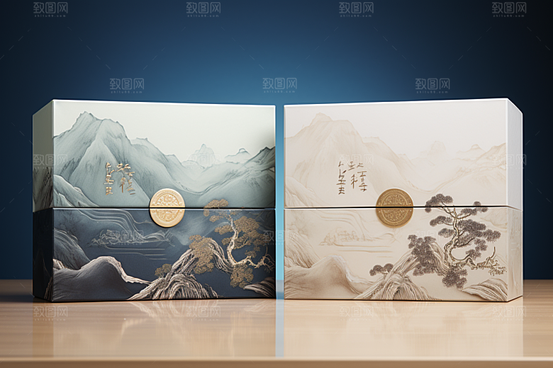 中式礼盒立体雅致样机