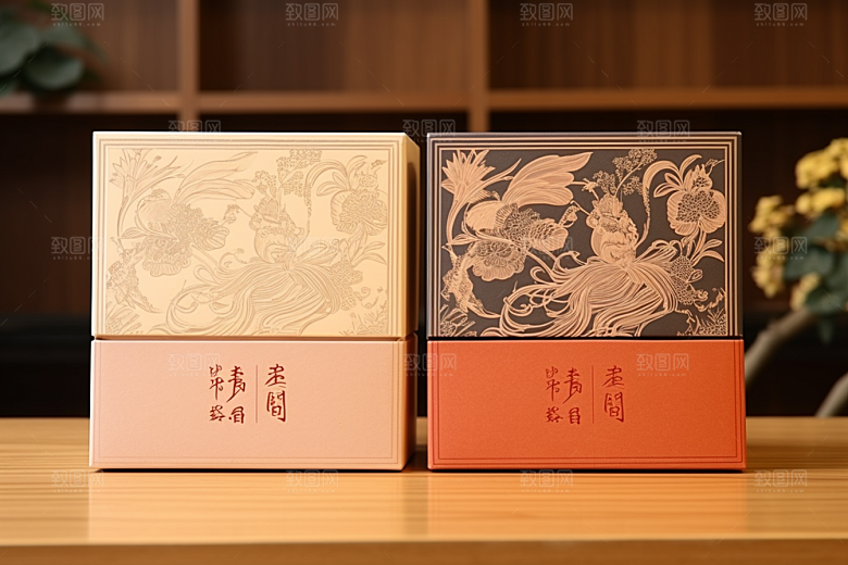 中式礼盒包装盒高端样机