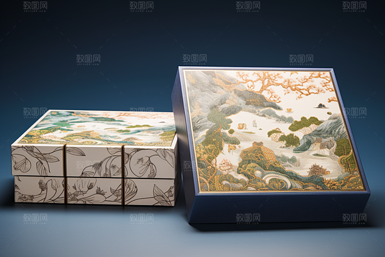 中式礼盒立体清新样机