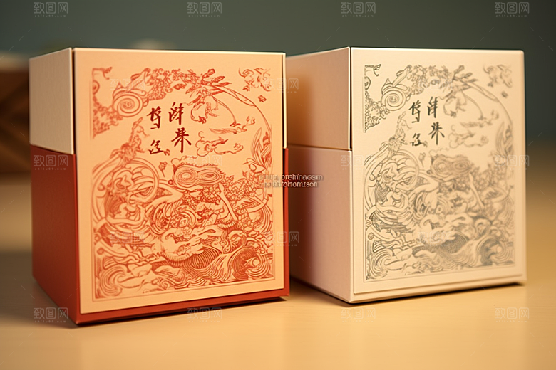 中式礼盒包装设计立体样机