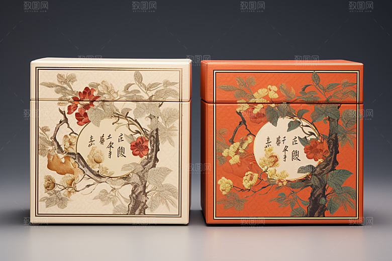 中式礼盒雅致清新样机