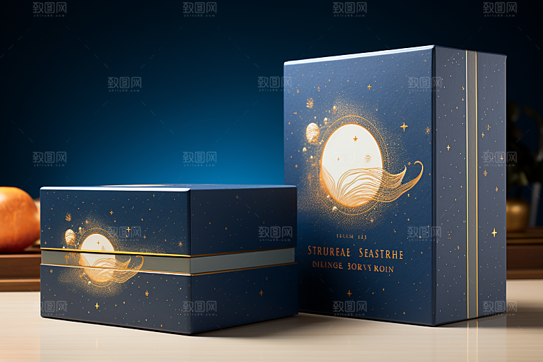 中式礼盒清新包装盒样机