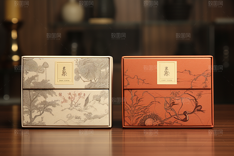 中式礼盒包装设计实物样机